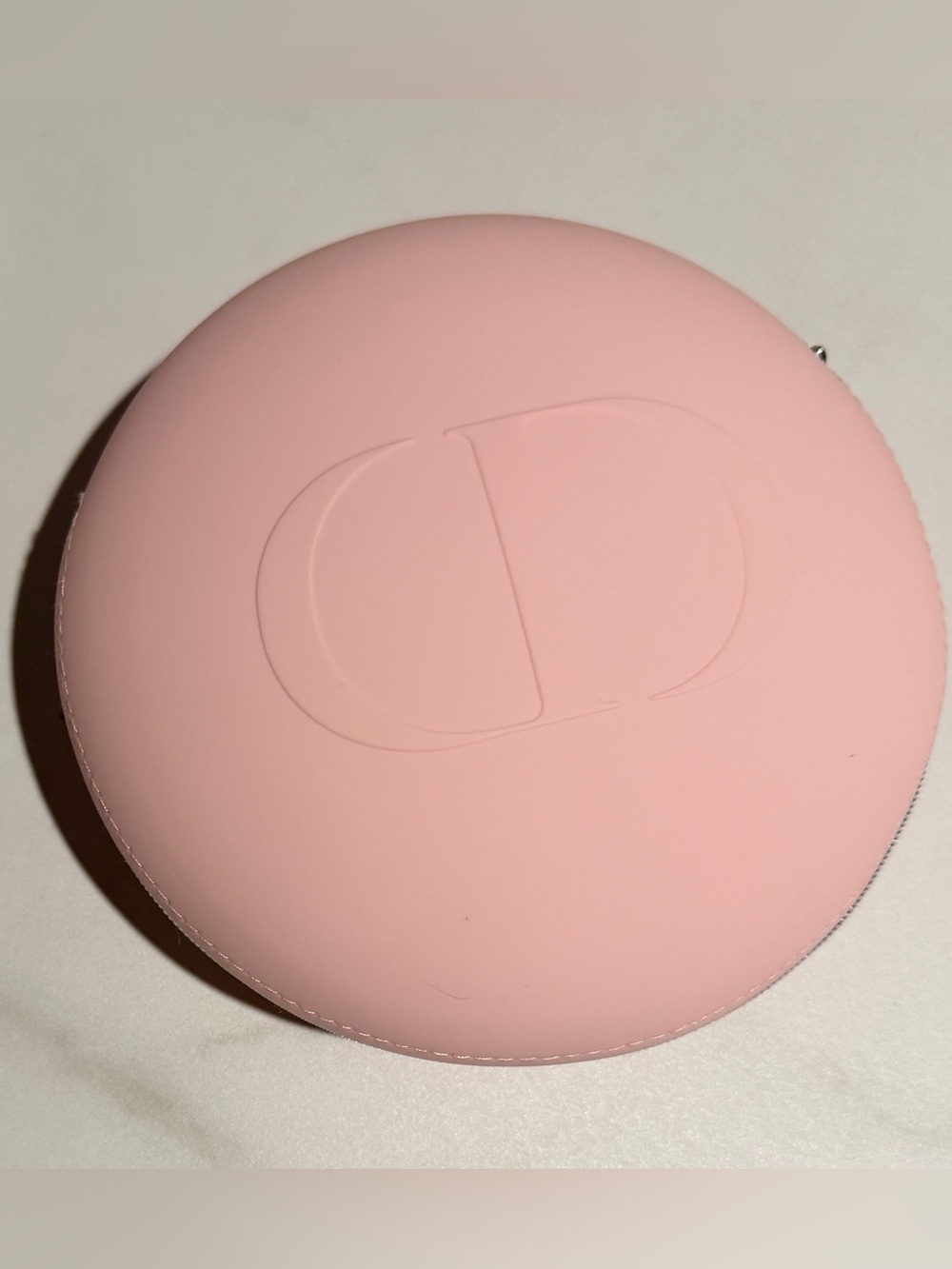 Dior Soft Pink Round Silicone Zippered Makeup Cosmetic Bag - Picture 2 of 6